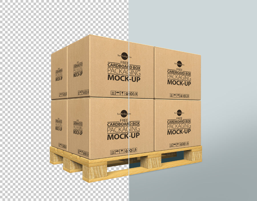 Free Cardboard Container Box PSD Mockup