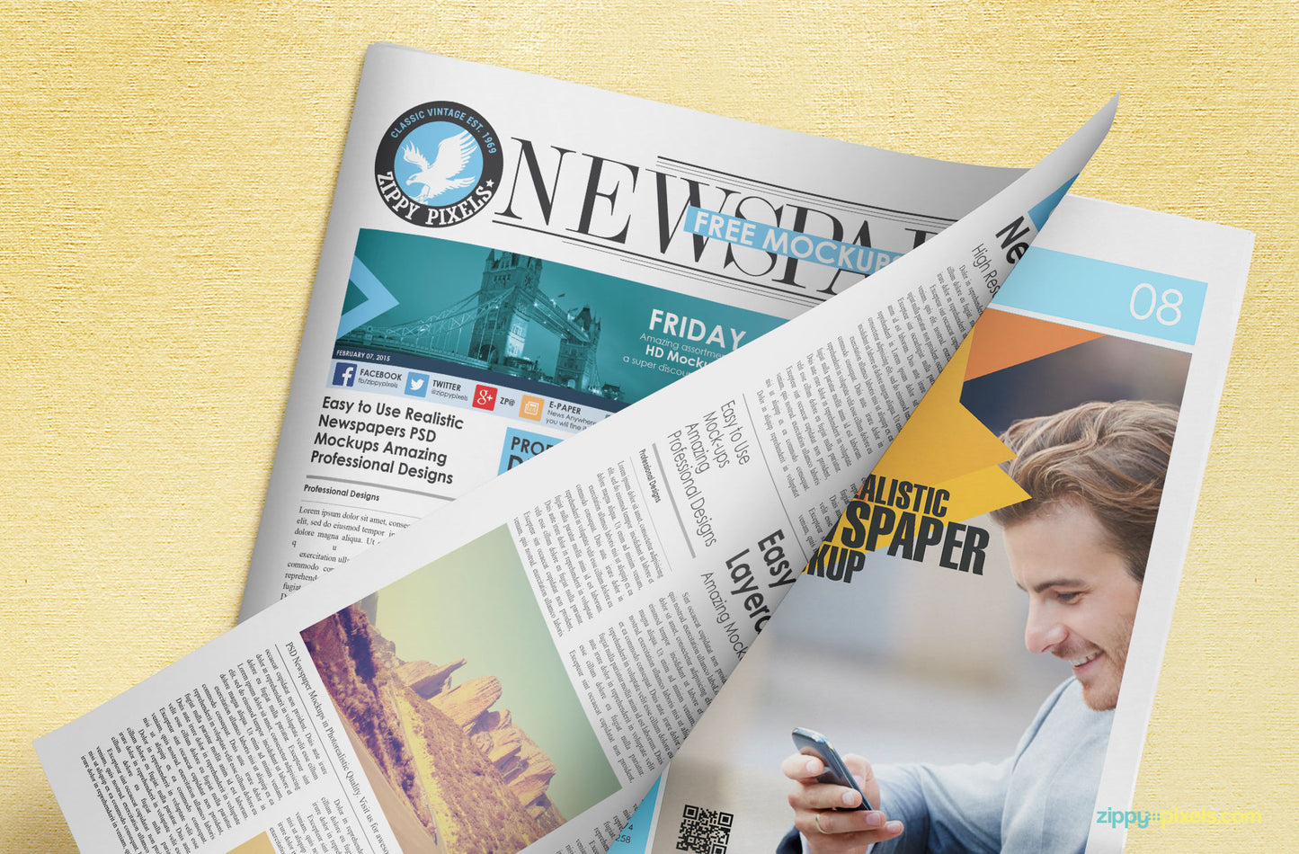 Free Brilliant Newspaper Adverts Mockup