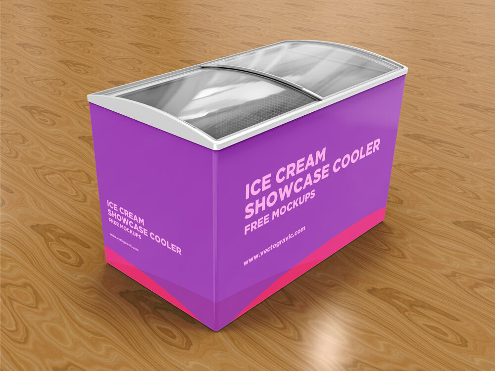 Free Ice Cream Showcase Cooler Mockup