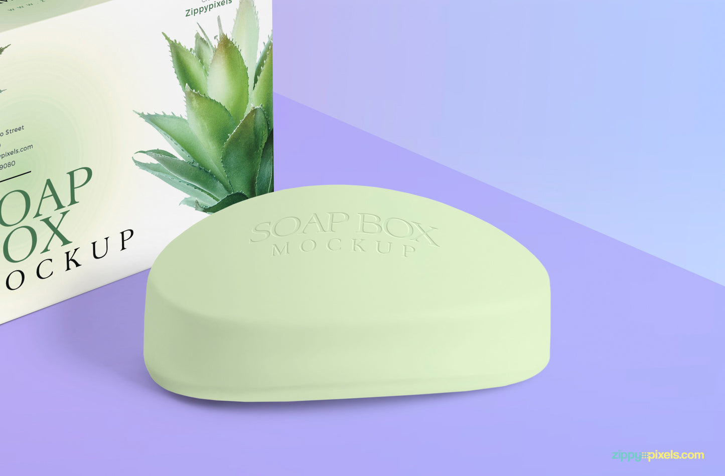 Free Packaging Box and Soap Mockup