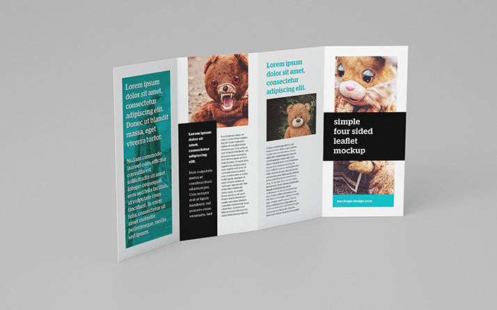Free 4-panel Leaflet Brochure Mockup 5 Angles or Views