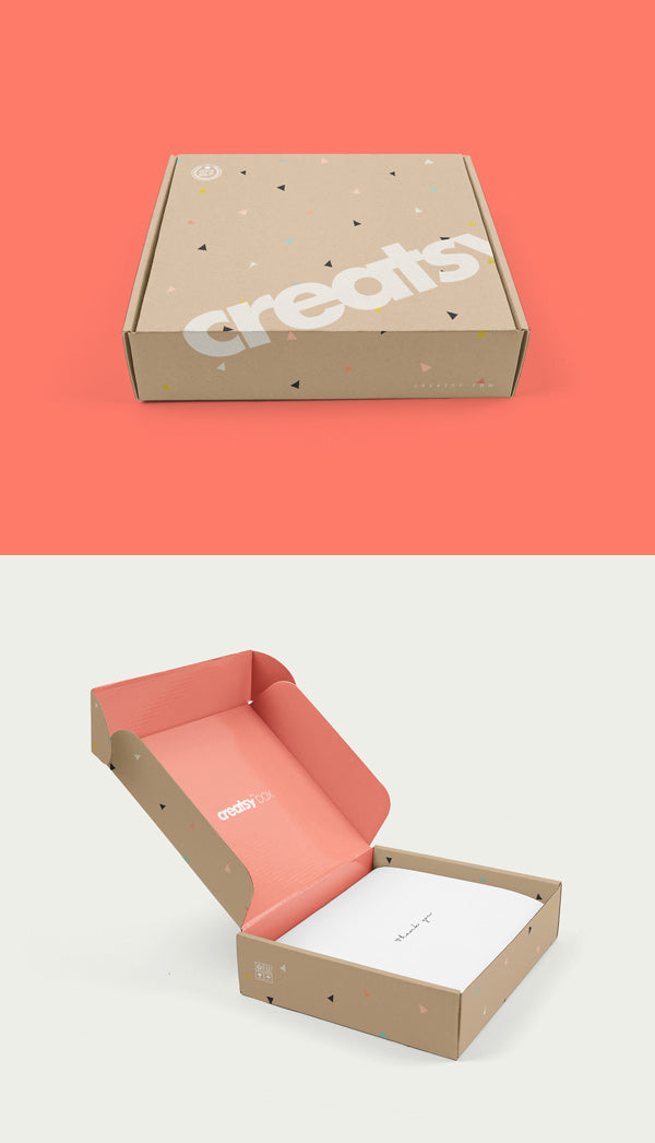 Free Cardboard Mailing Box PSD MockUp