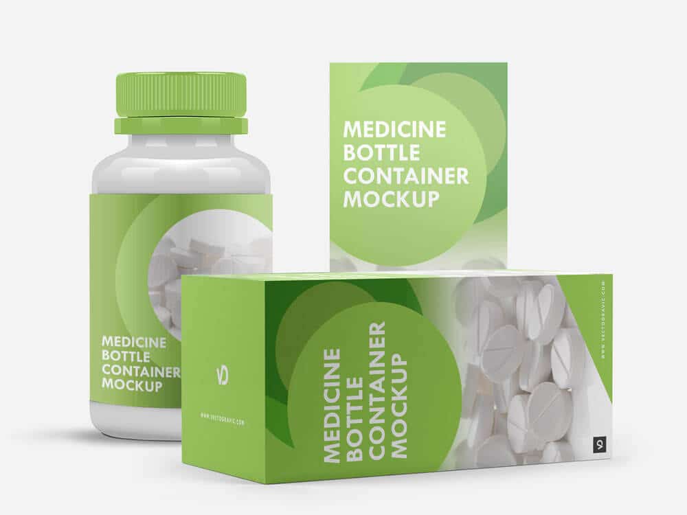 Free Medicine Bottle Container Mockup