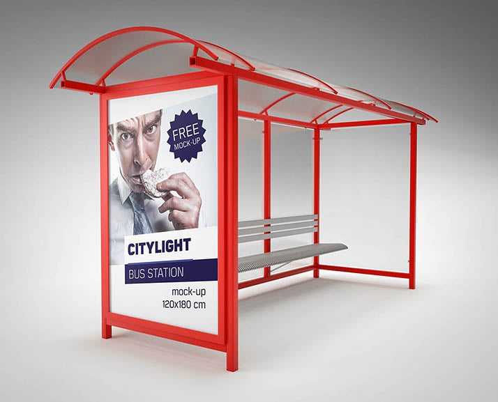 Free Clean Bus Station Mockup