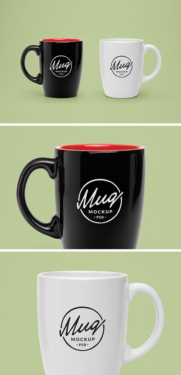 Free Black and White Mug PSD MockUp