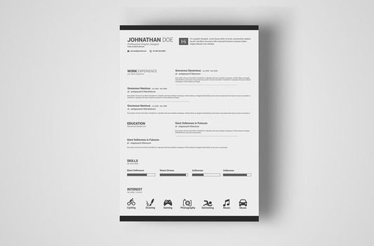 Free Simple and Elegant Minimal Resume CV Template in Photoshop (PSD) Format