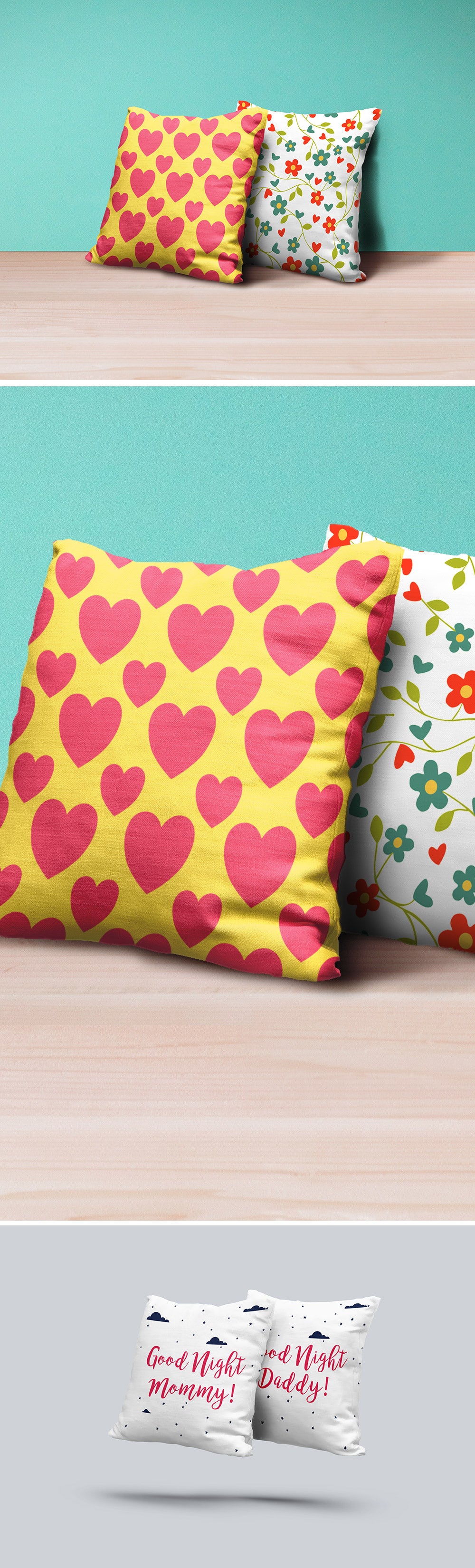 Free Two Photorealistic Pillows Mockup PSD