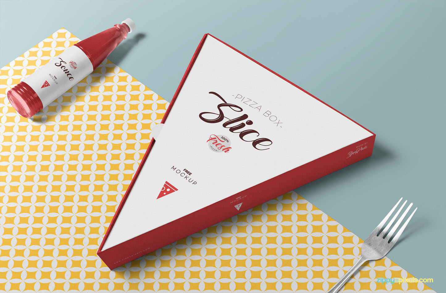 Free Pizza Slice Box Mockup