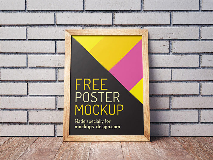 Free 2 Shots of Wooden Frame or Poster Mockups