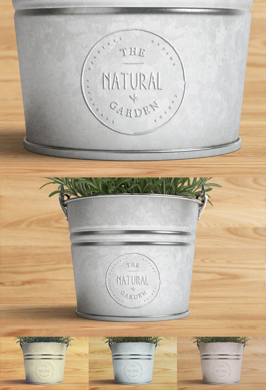 Free Photorealistic Metallic Flower Pot Mockup