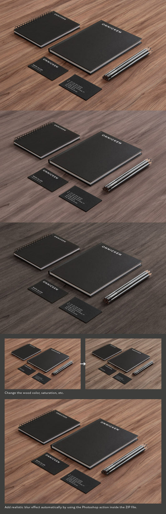 Free Business Scene with Business Card and Notebook Mockups