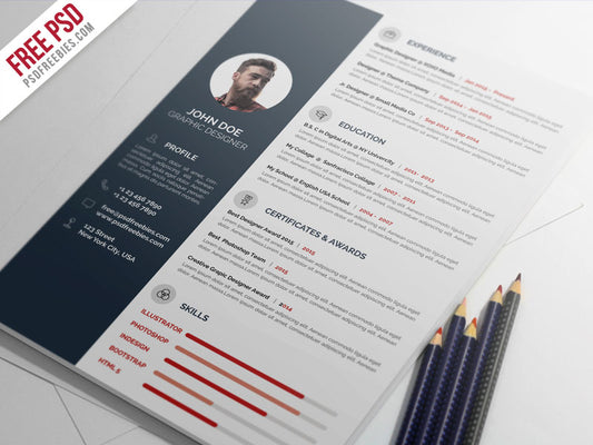 Free Professional Photo CV Resume Template in Photoshop (PSD) Format