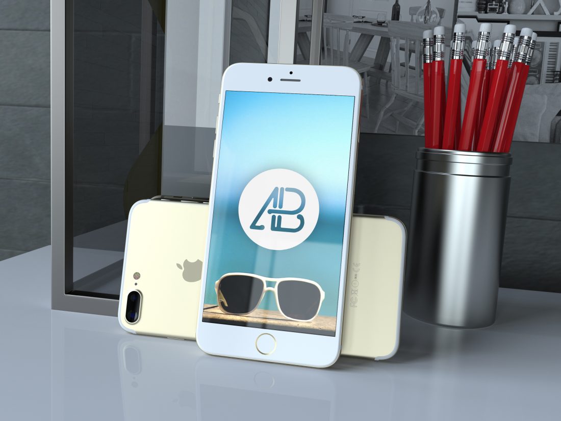 Free Realistic Gold iPhone 7 Plus Mockup