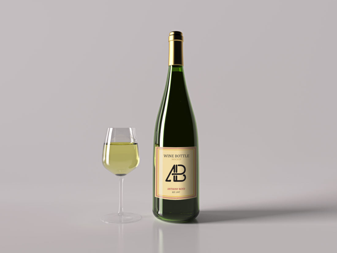 Free Realistic Isolated Wine Bottle Mockup