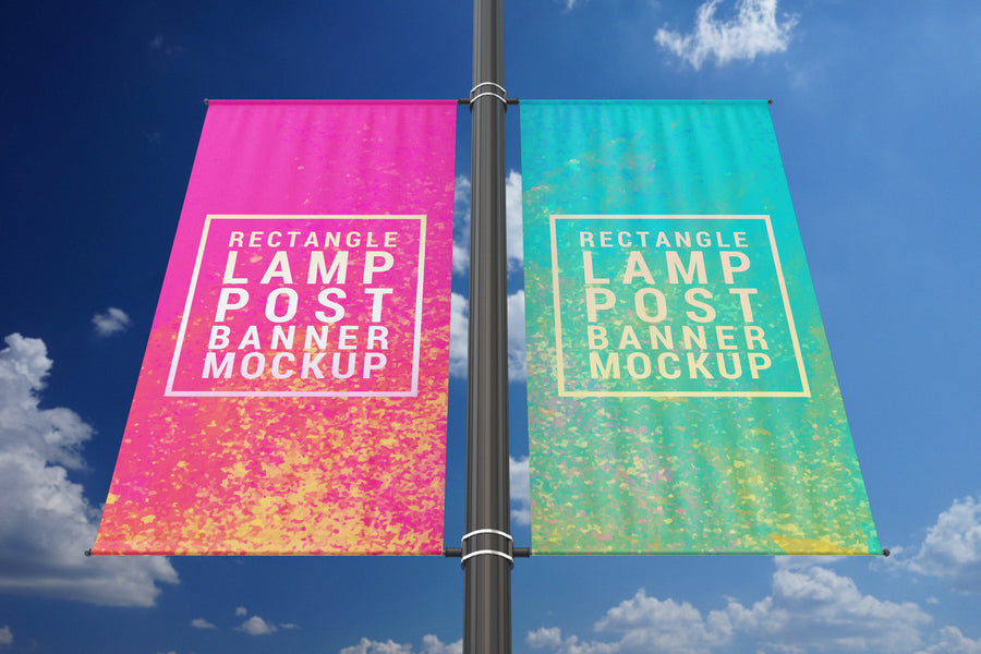 Free Rectangle Lamp Post PSD Mockup