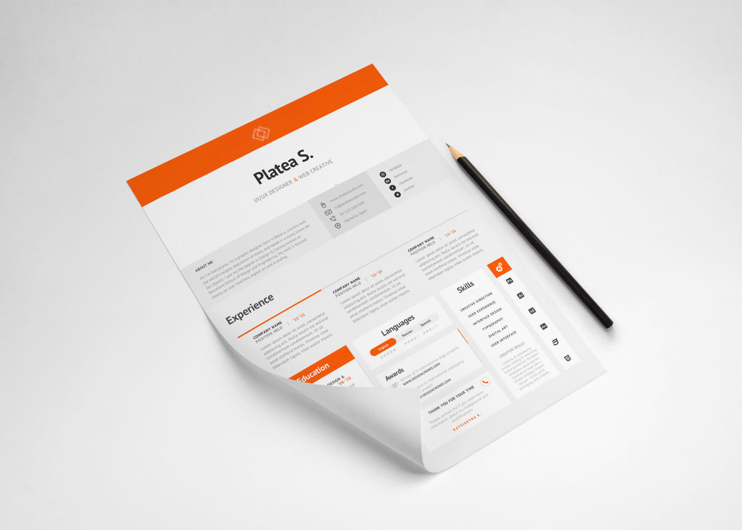 Free A4 and US Letter Resume Template in Photoshop (PSD) Format