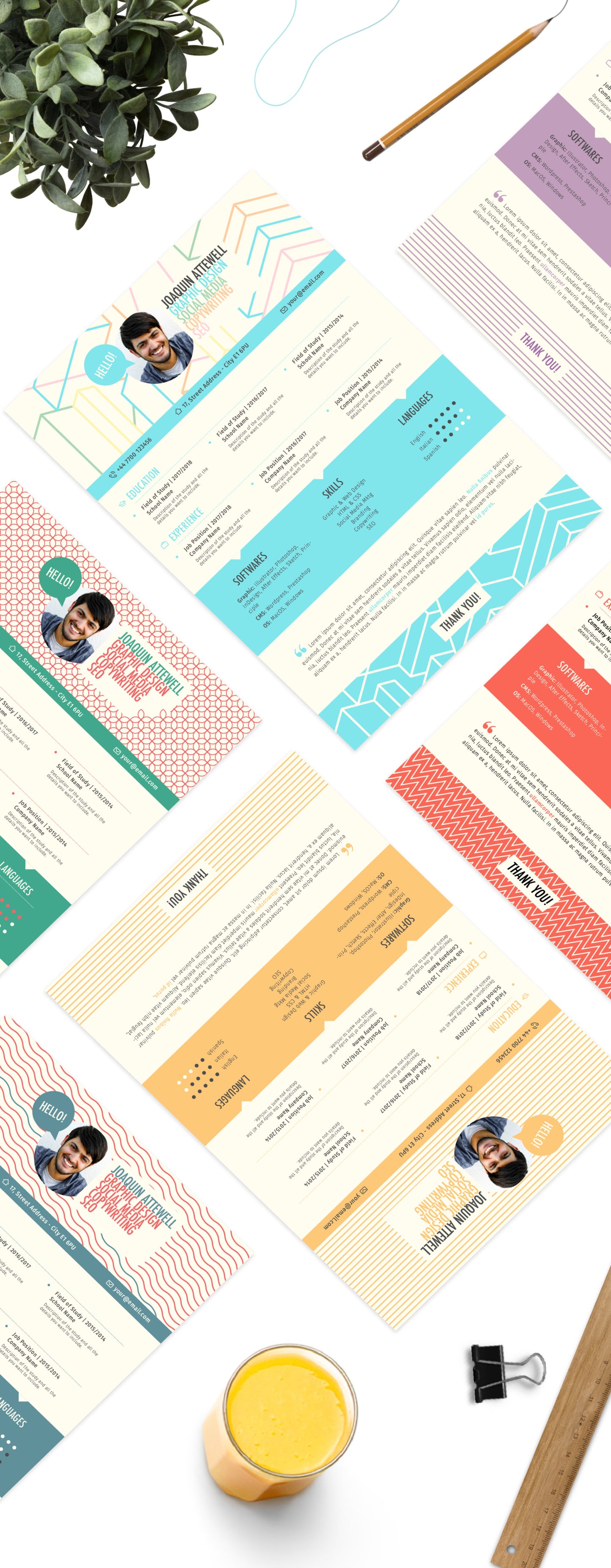 Free 6 Styles of Resume Templates in Illustrator (AI) Format