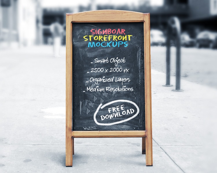 Free Signboard Restaurant Chalkboard Mockups