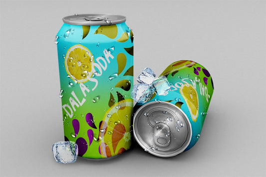 Free Computer-Generated Soda Can PSD Mockup