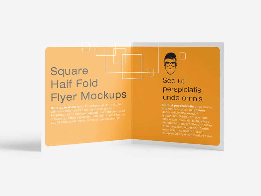 Free Square Half Fold Brochure Mockups