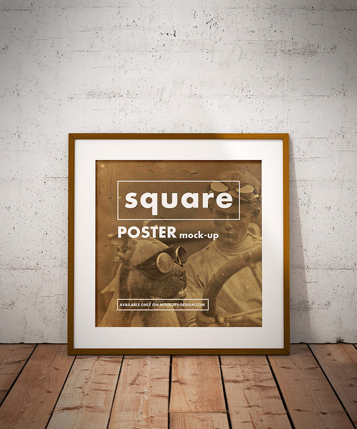 Free Clean Wooden Square Frame or Poster Mockups (2 Views or Angles)