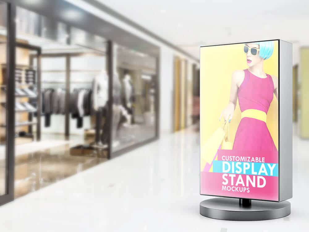 Free Stand Display Sign Mockup