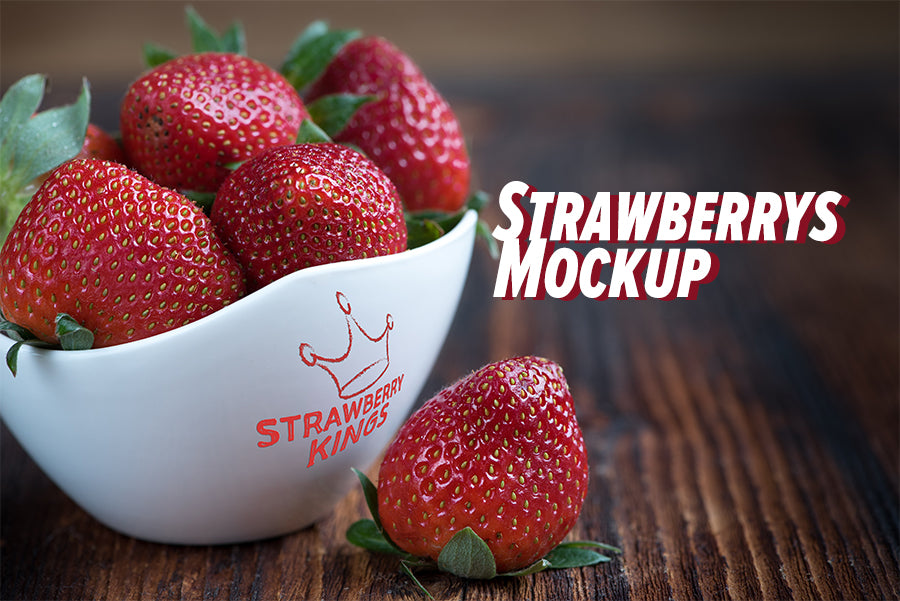 Free Strawberry’s in a White Bowl Mockup