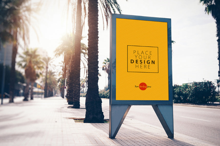 Free Summer Street Billboard PSD Mockup