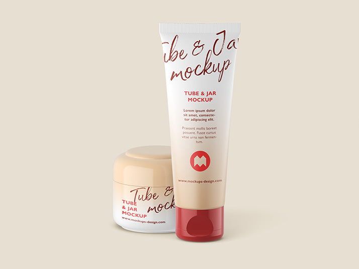 Free Clean Set of Cosmetic Tube and Jar Mockup