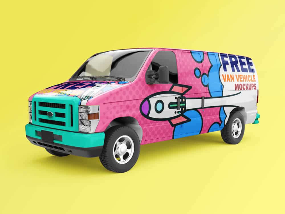 Free Van Vehicle Advertisement Mockups