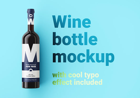 Free Ultra-Clean Wine Bottle Mockup Front or Top View