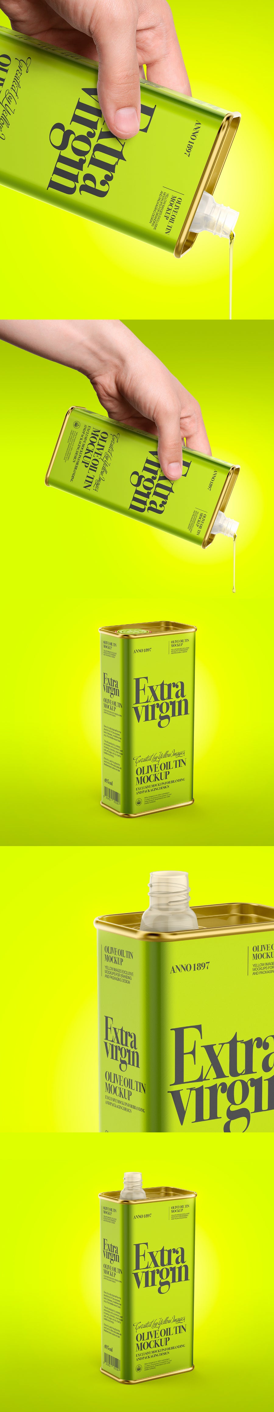Free Olive Oil Tin Can PSD Mockup