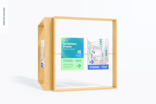 Free A0 Poster In Hanging Exhibition Frame Mockup, Perspective Psd