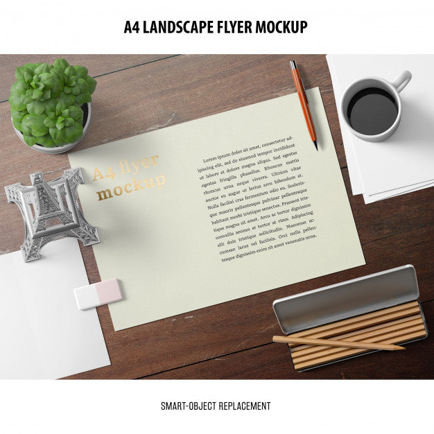 Free A4 Landscape Flyer Mockup Psd