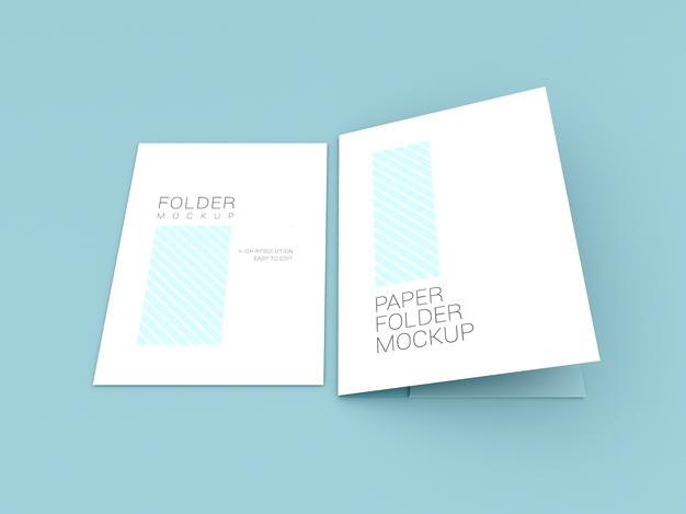 Free A4 Paper With Presentation Folder Mockup Psd