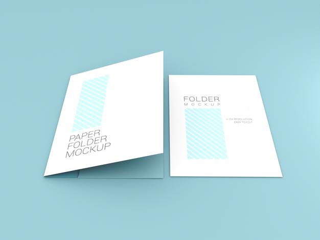 Free A4 Paper With Presentation Folder Mockup Psd