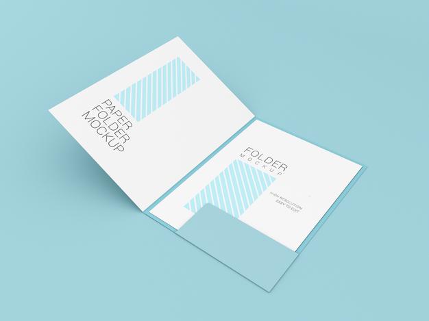 Free A4 Paper With Presentation Folder Mockup Psd