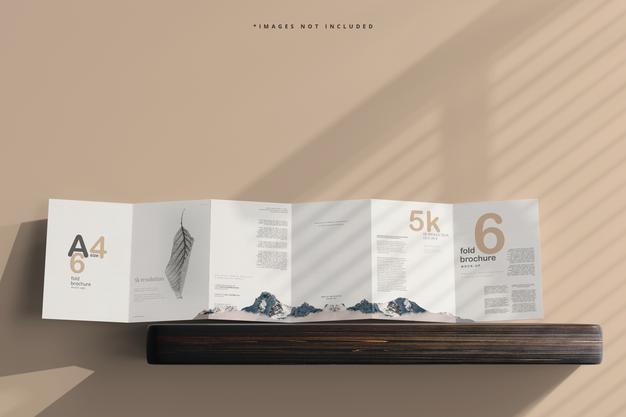 Free A4 Size Six Fold Brochure Mockup Psd