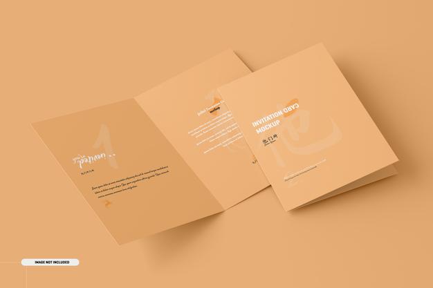 Free A5 A6 Folded Brochure Card Mockup Psd