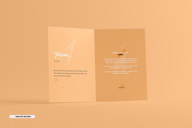 Free A5 A6 Folded Invitation Card Mockup Psd