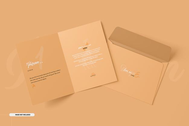 Free A5 A6 Folded Invitation Card Mockup Psd