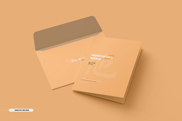 Free A5 A6 Folded Invitation Card Mockup Psd