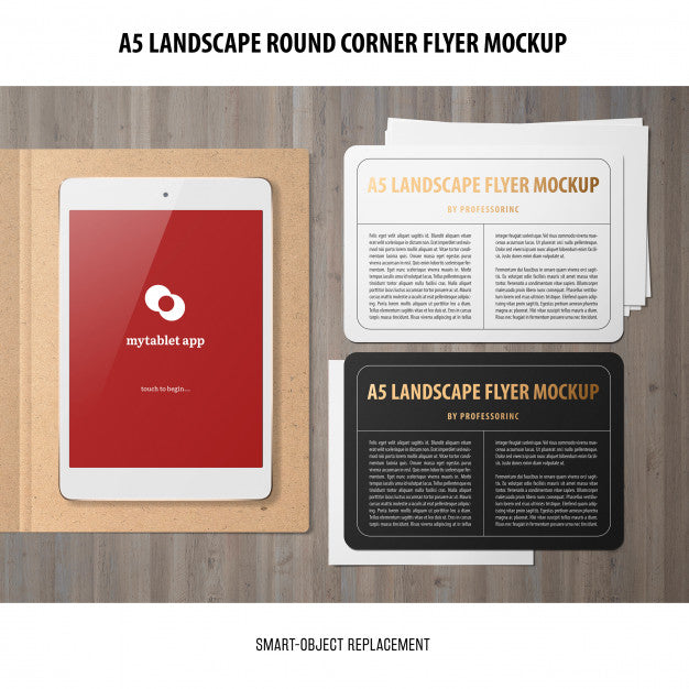 Free A5 Landscape Flyer Mockup Psd