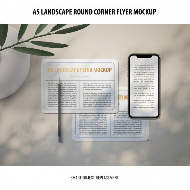 Free A5 Landscape Flyer Mockup Psd