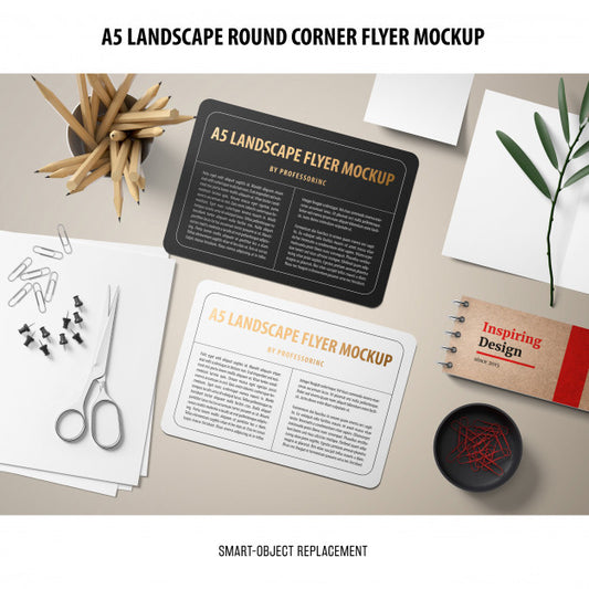 Free A5 Landscape Flyer Mockup Psd