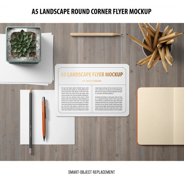 Free A5 Landscape Flyer Mockup Psd