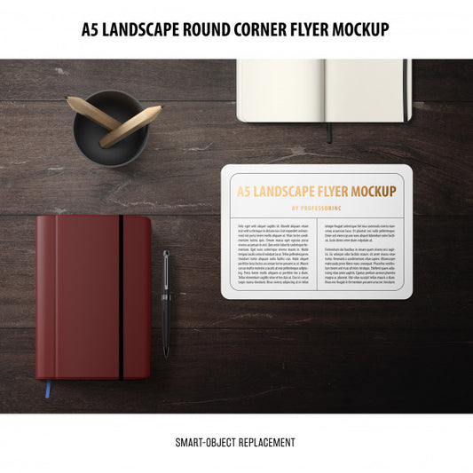 Free A5 Landscape Flyer Mockup Psd