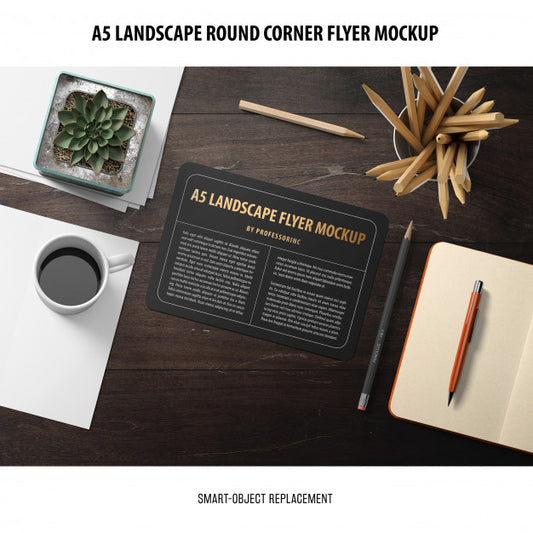 Free A5 Landscape Flyer Mockup Psd