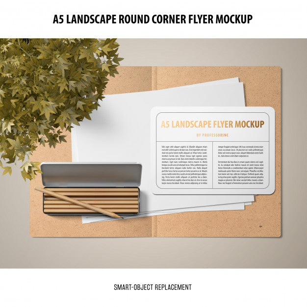 Free A5 Landscape Flyer Mockup Psd