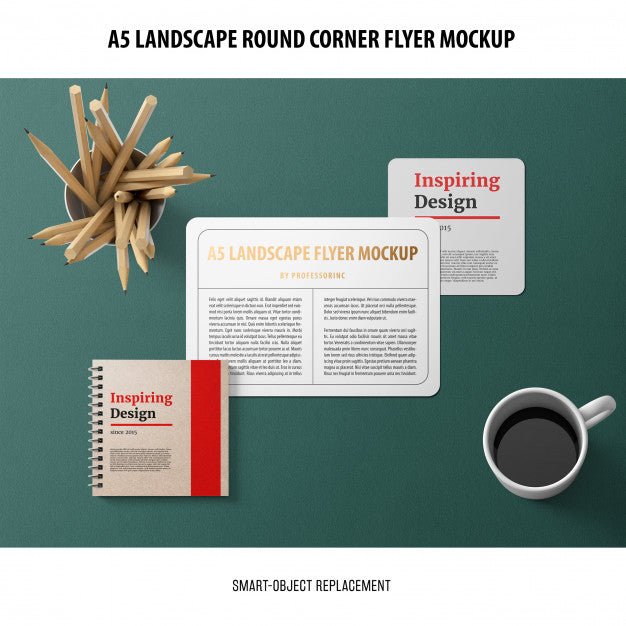 Free A5 Landscape Flyer Mockup Psd